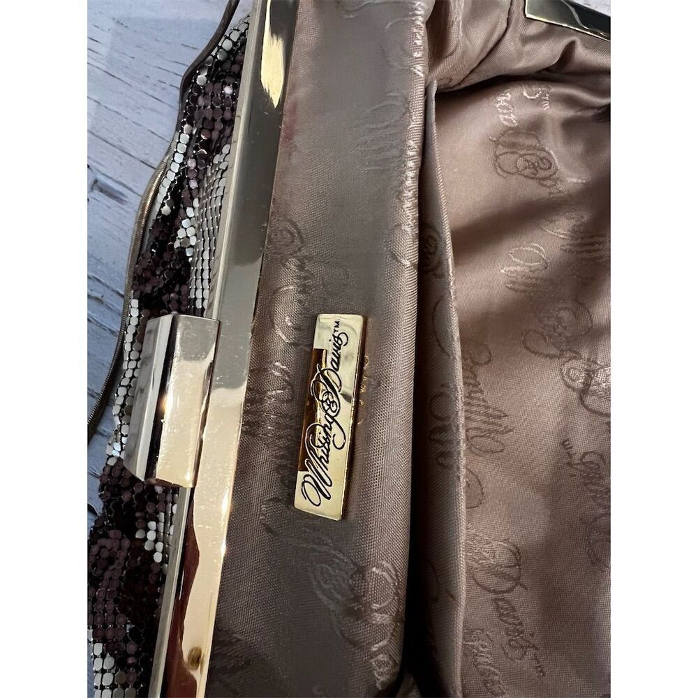 Vintage Whiting & Davis Gold Mesh Chevron Clutch Bag Evening Small Rectangle - Picture 13 of 13